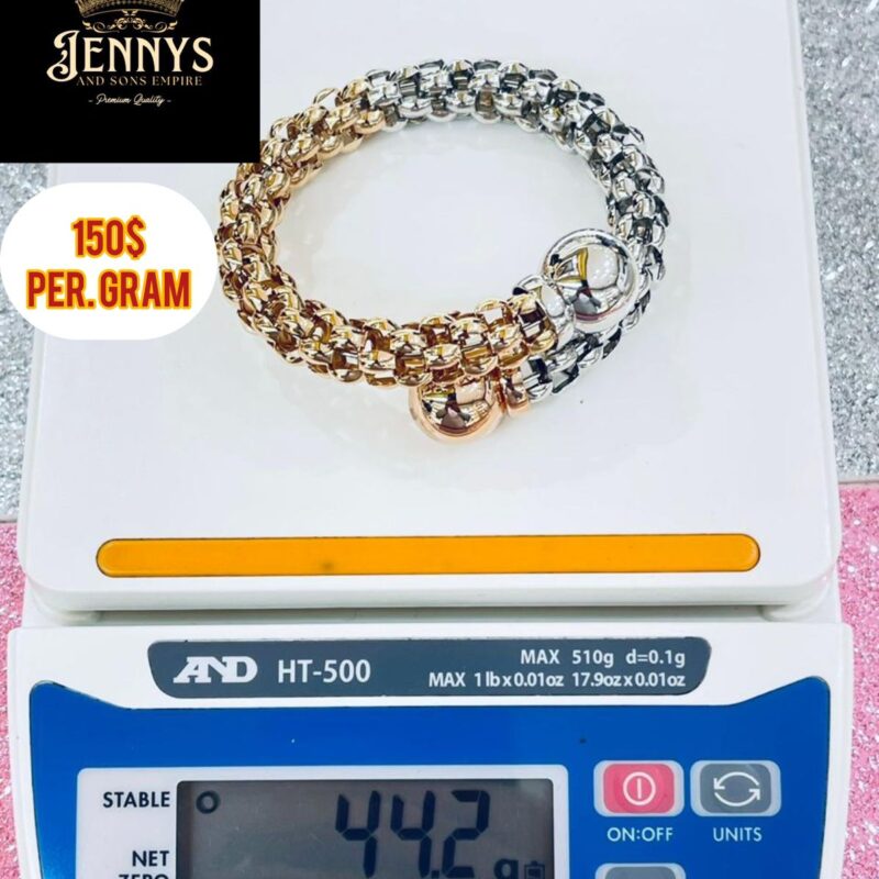 Deluxe Two-Tone Woven Mesh Bracelet with Ball Clasp