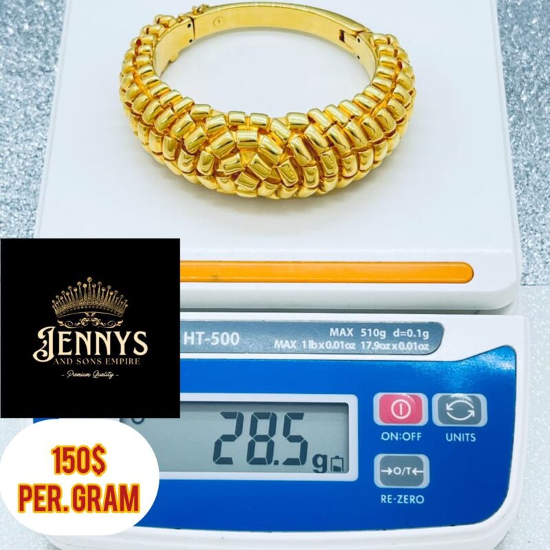 Oversized Textured Bead Link Gold Bangle