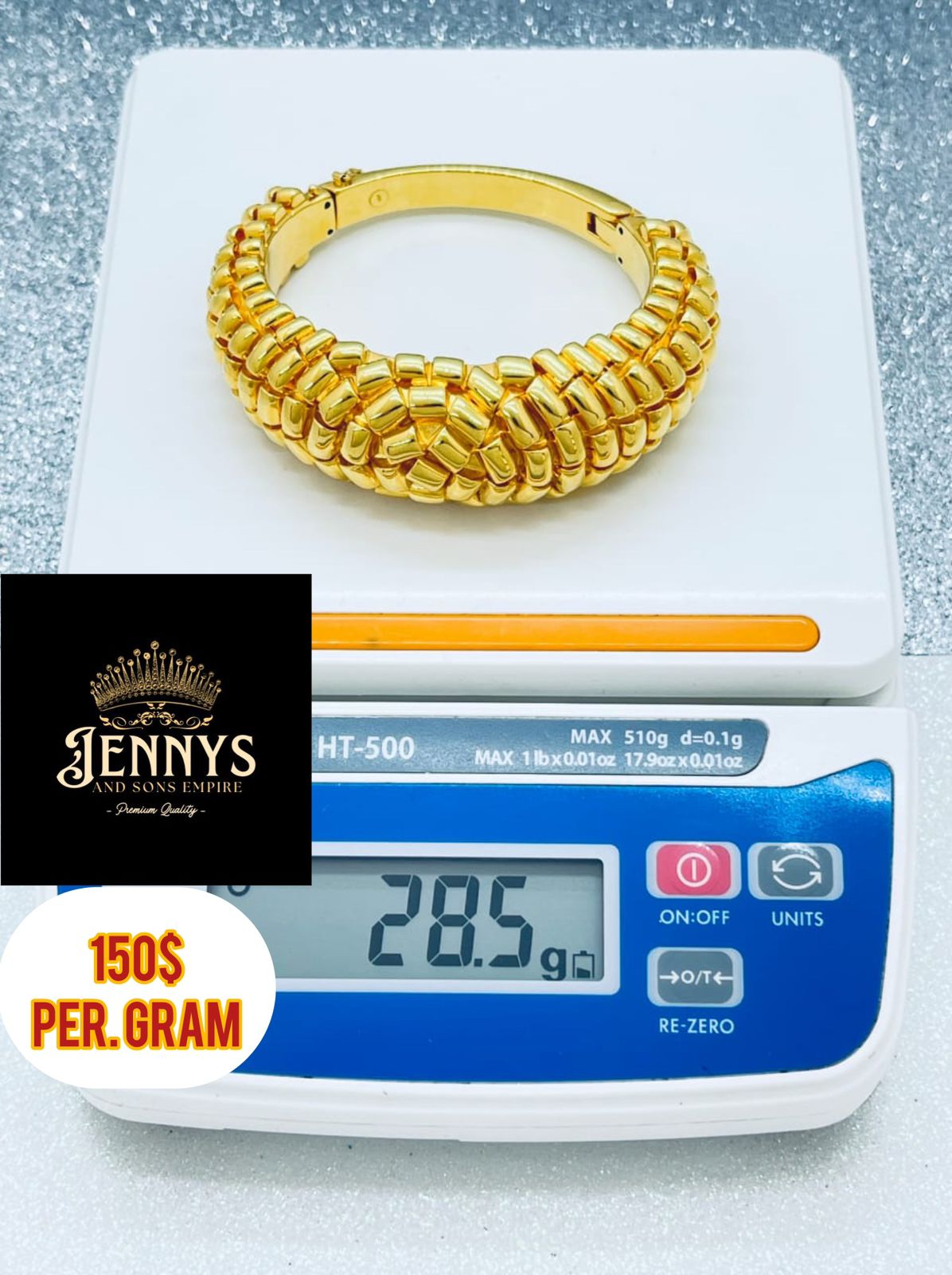 Oversized Textured Bead Link Gold Bangle