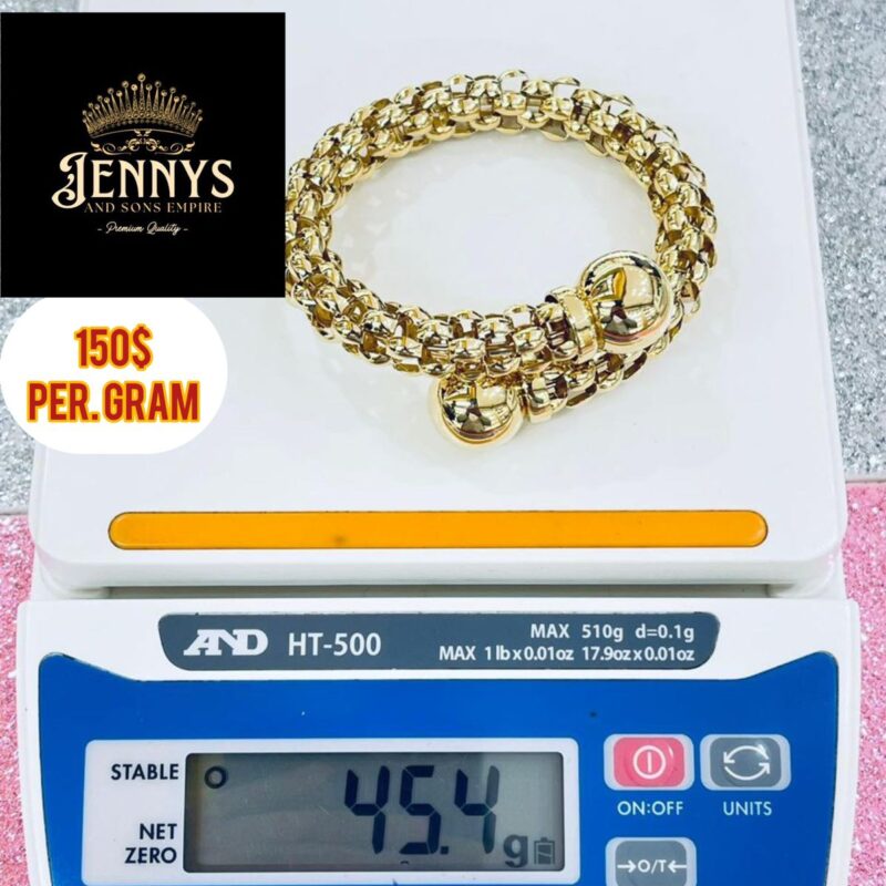 Heavy Gold Woven Mesh Bracelet with Ball Clasp