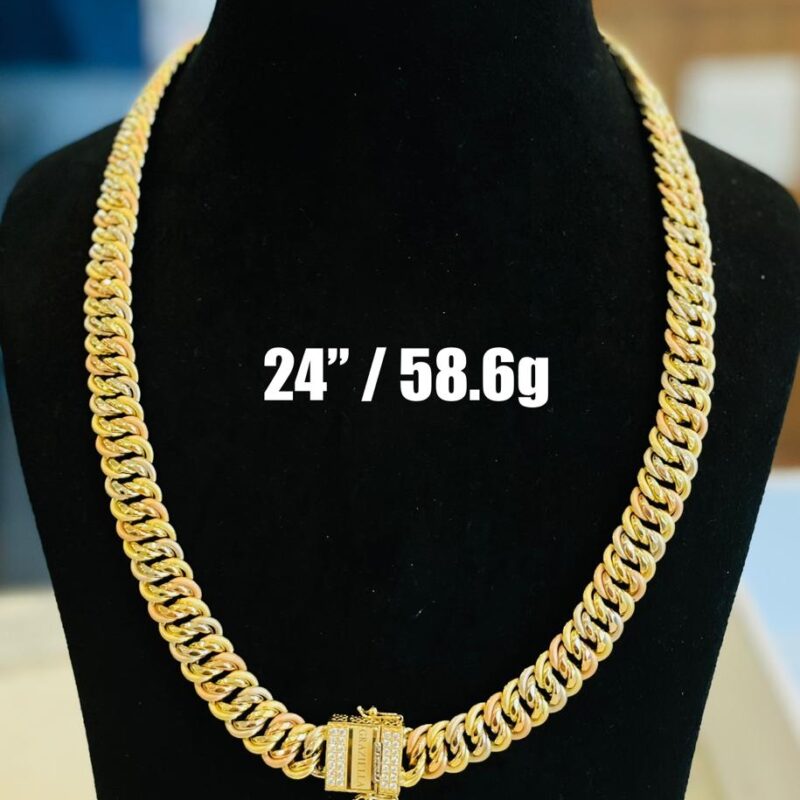 Two-Tone Iced Barrel Cuban Link Chain