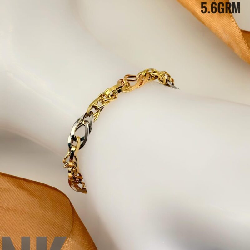 Stylish Mixed Link Tri-Color Chain Bracelet | 18K Gold - 5.6 GRM