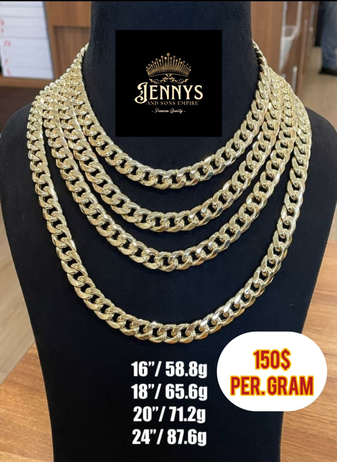 Premium Heavy Cuban Link Gold Chain (20 inch)