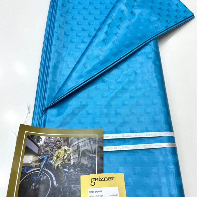 Getzner Bazin Riche Fabrics (Super Magnum, 100% Cotton)Bright Cyan / Turquoise Blue