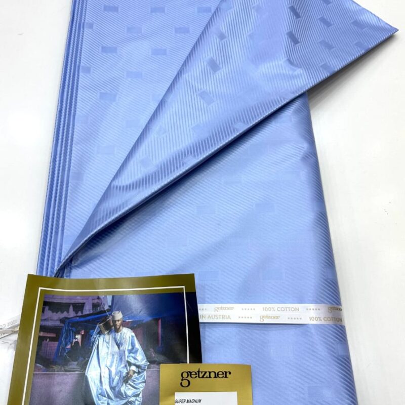 Getzner Bazin Riche Fabrics (Super Magnum, 100% Cotton)Light Periwinkle / Blue