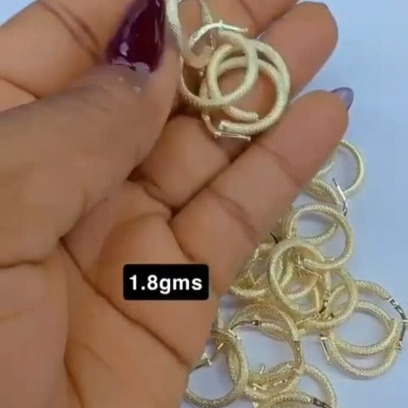 Medium Textured Round Click Hoop Earrings