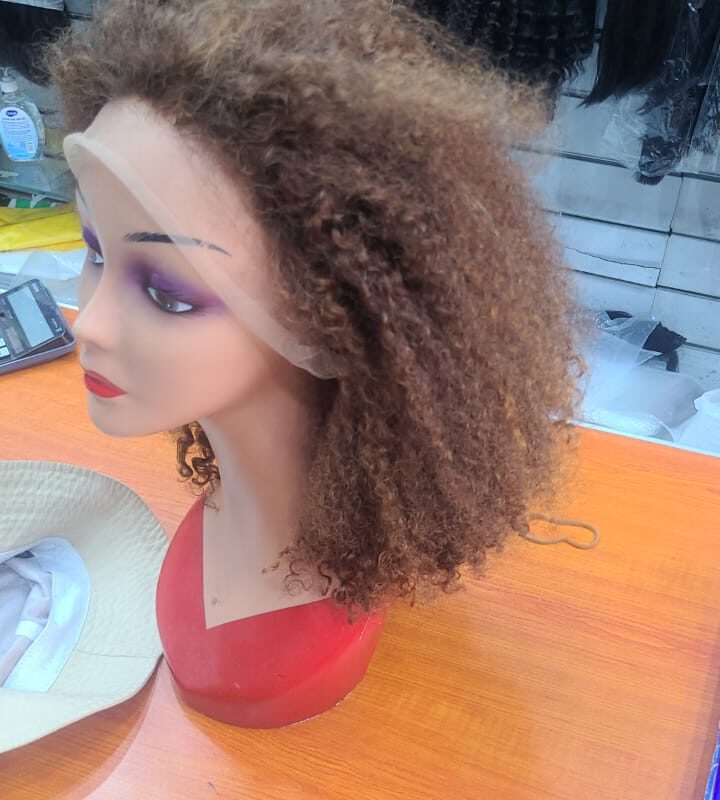 Afro Kinky Curly Lace-Front Wig (Brown/Auburn Blend)