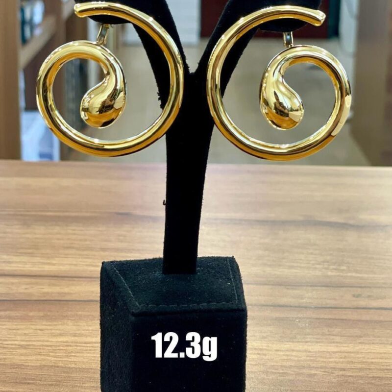 Small Golden Swirl C-Hoop Earrings