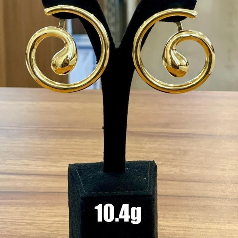 Small Golden Swirl C-Hoop Earrings 2