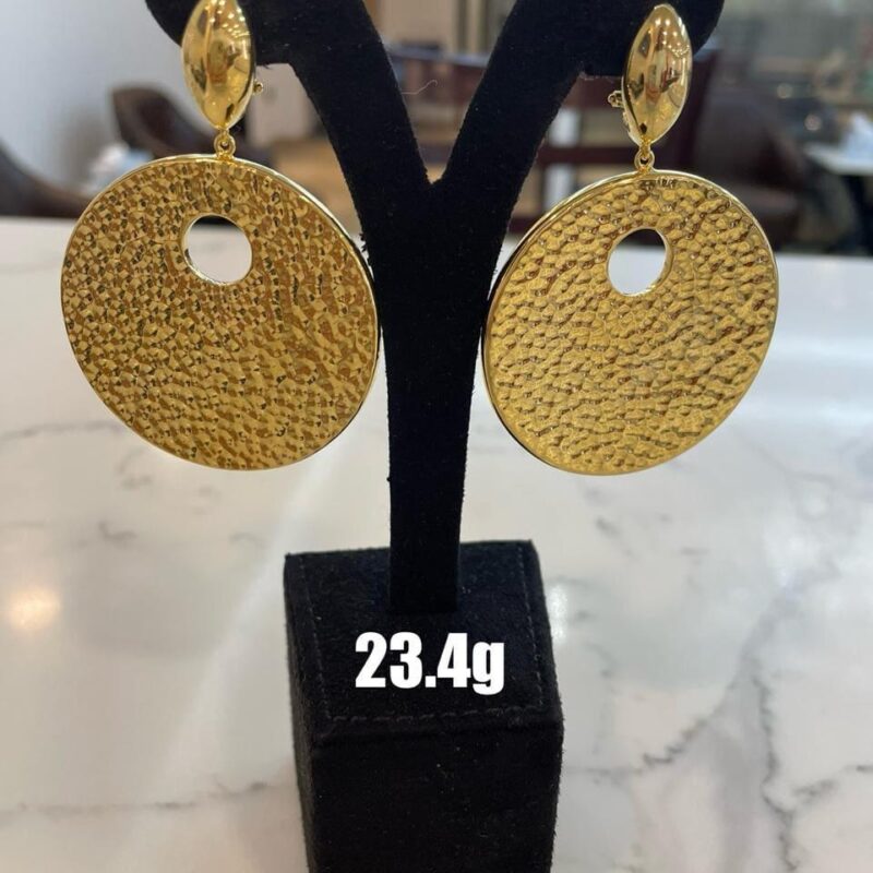 Oversized Hammered Coin Drop Earrings (Style 2)
