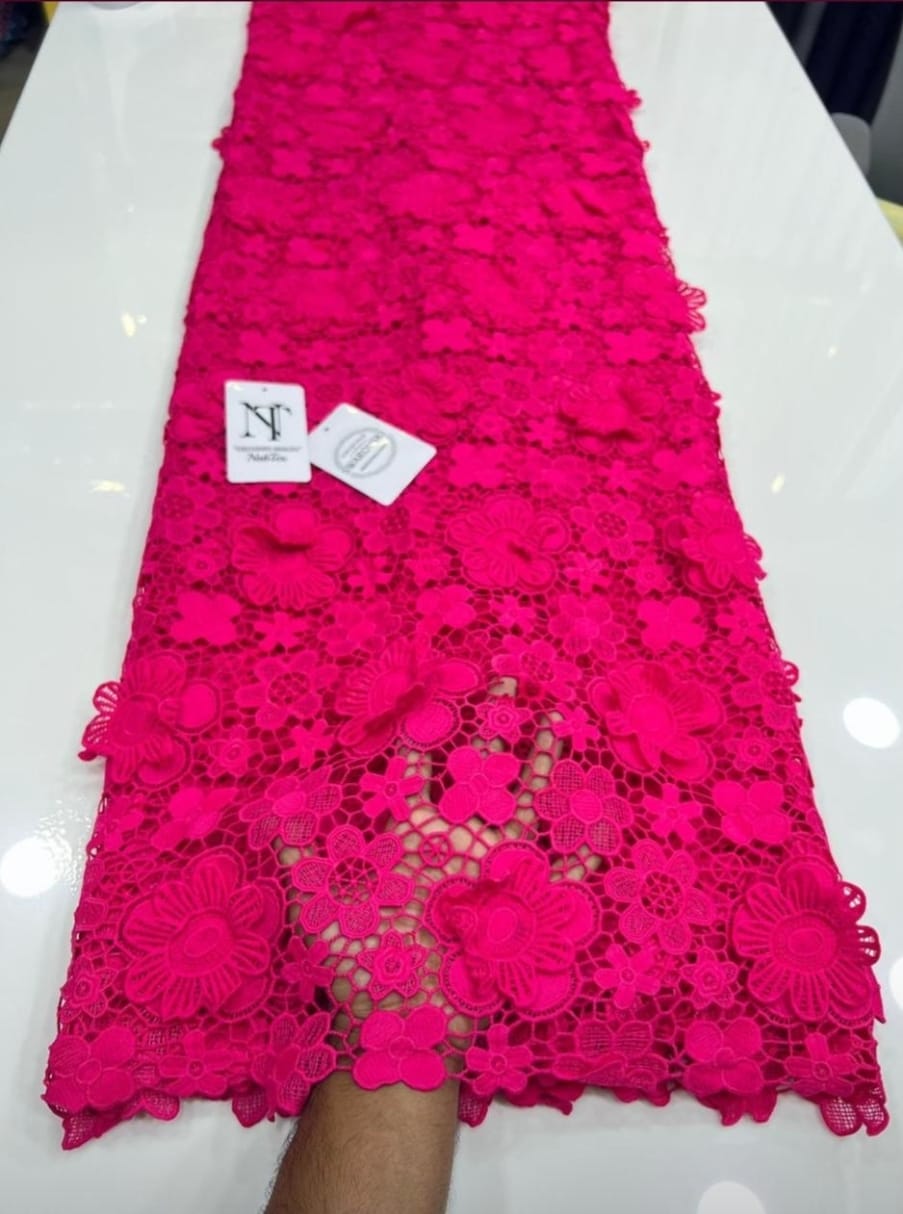 Fuchsia Dream 3D Floral Appliqué Lace
