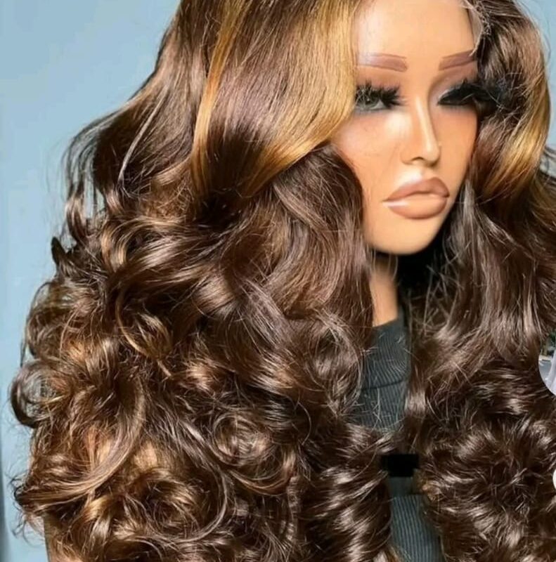 Glamorous Bronde Highlighted Big Wave Lace Wig