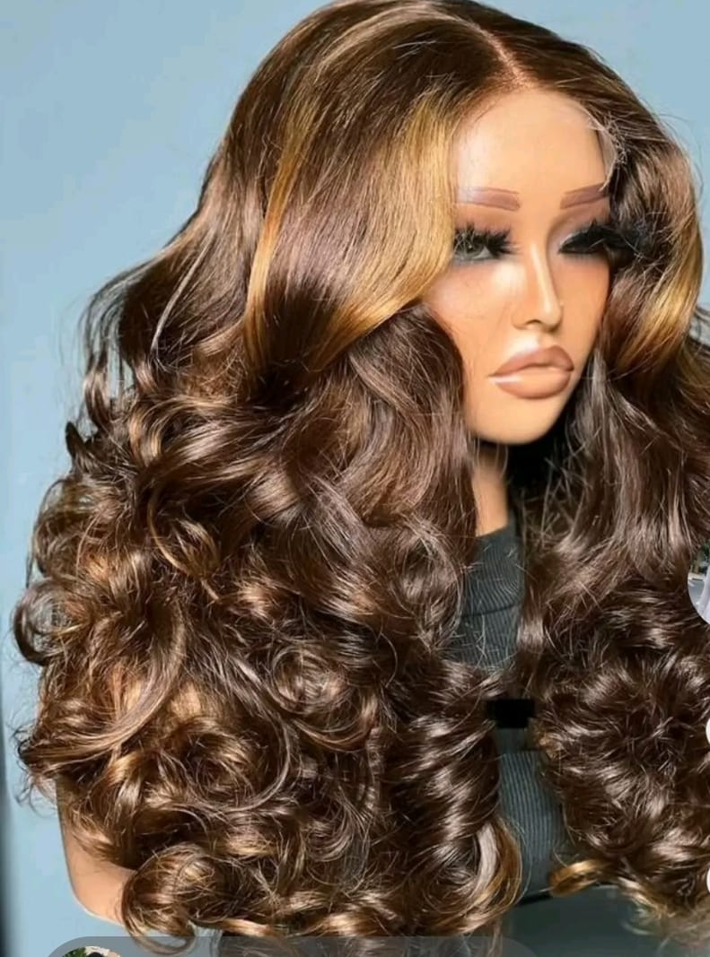 Glamorous Bronde Highlighted Big Wave Lace Wig