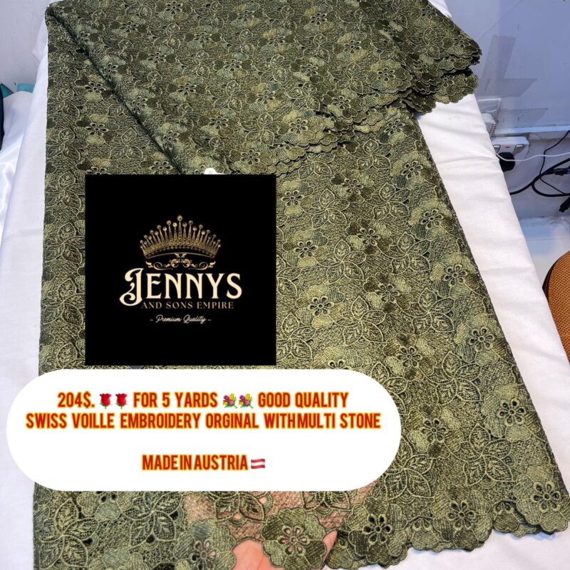 Swiss Voile - Olive Green Floral