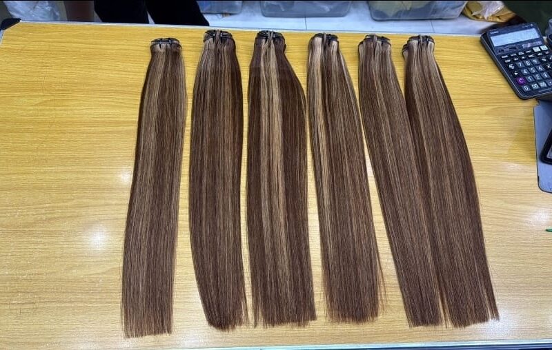 Premium Caramel Highlight Piano Color Straight Hair Bundles