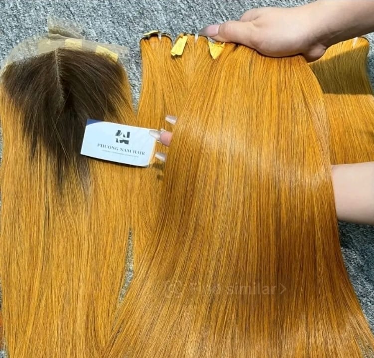 Fiery Golden Ginger Blonde Straight Bundles with Matching Closure