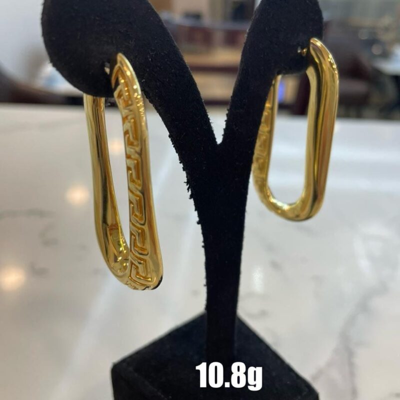 Geometric U-Shape Drop Earrings with Greek Key Detail