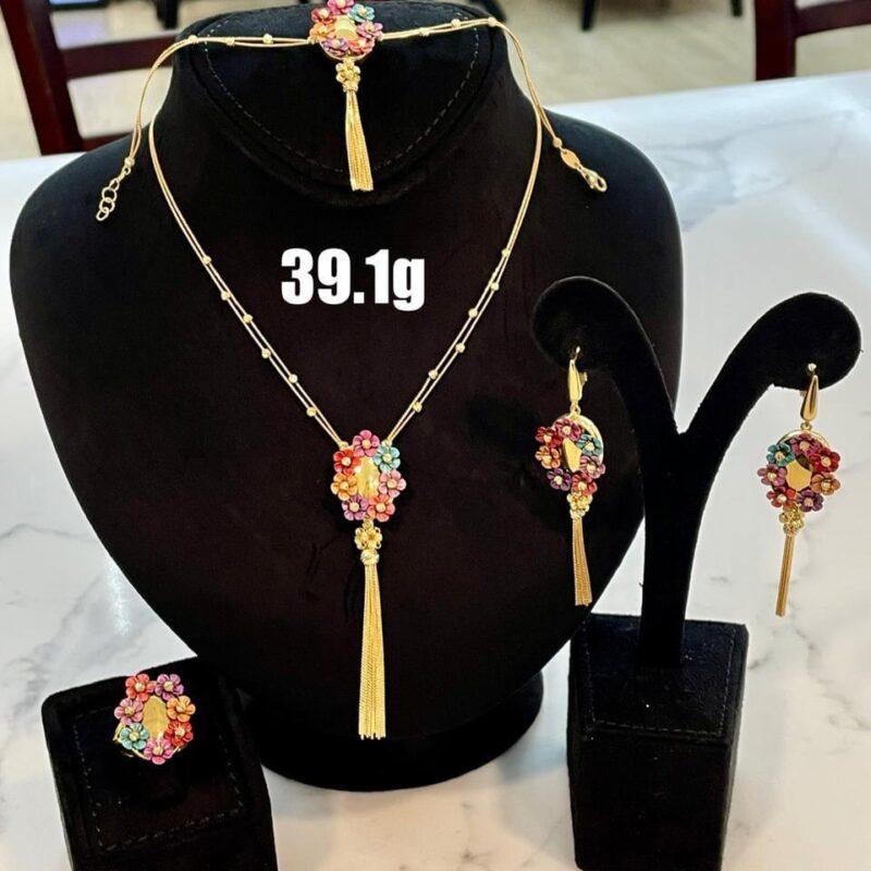 Multi-Color Flower Tassel Jewelry Set