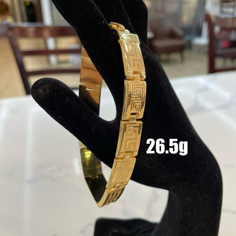 Wide Greek Key Bar Link Bracelet