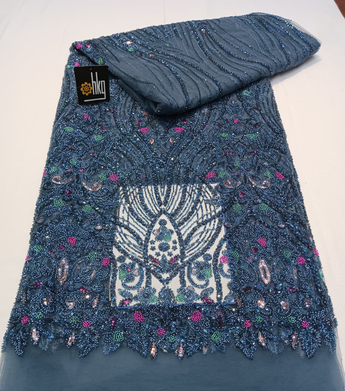 Teal Twilight | Multi-Colored Peacock Sequin Lace