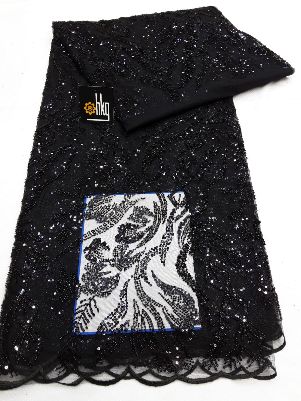 Midnight Onyx | Luxury Sequin Vine Lace – Black