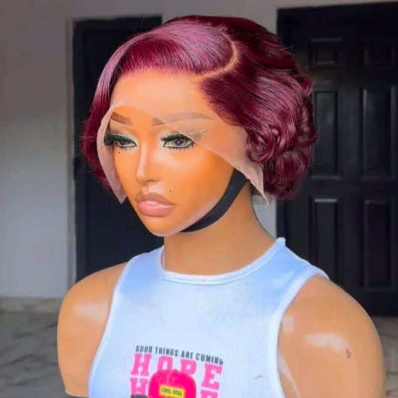 The "Ruby Wave" Short Burgundy Lace Front