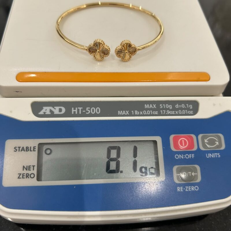 Gold Flower Open Bangle Bracelet
