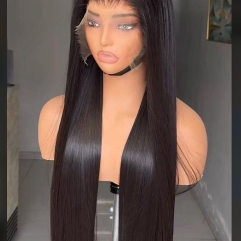 Long Straight Black Lace Front Wig