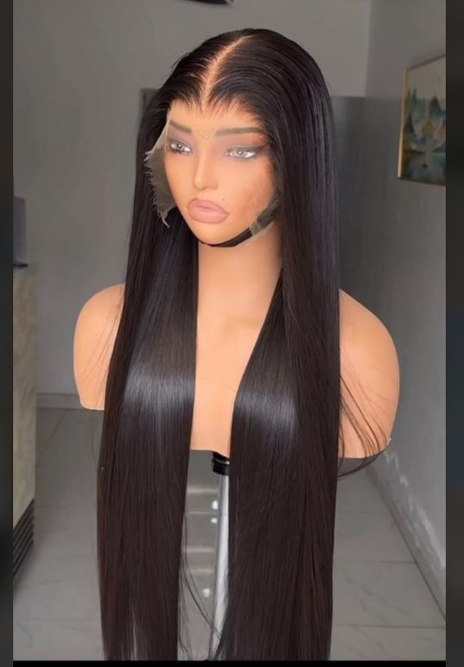 Long Straight Black Lace Front Wig