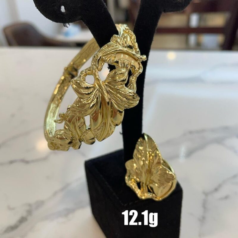 Leaf & Vine Statement Cuff + Ring (12.1g total)
